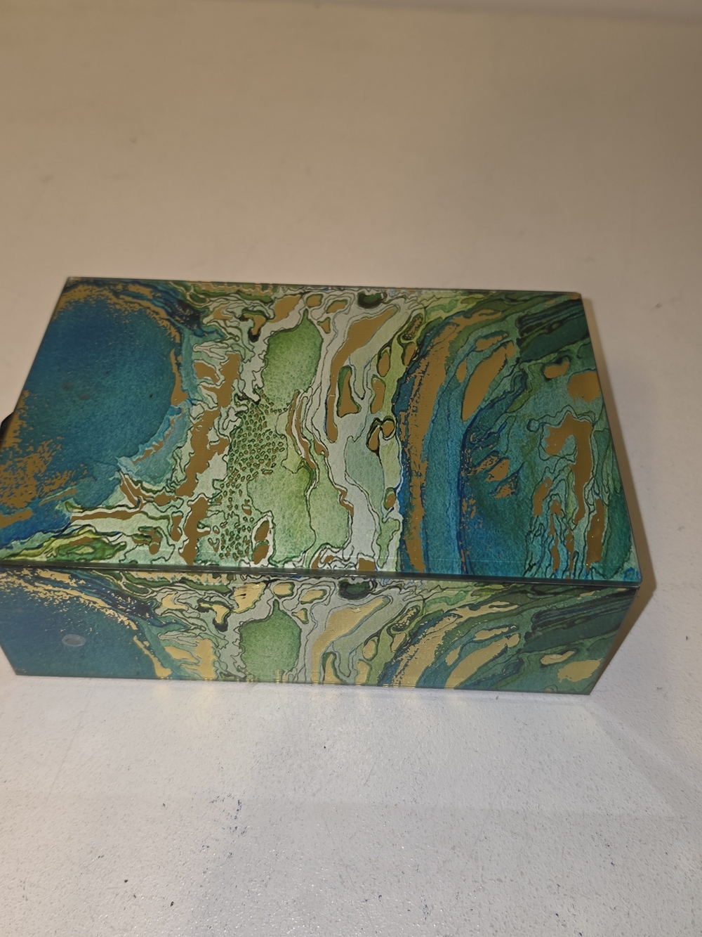 Marbled Green Teal Decorative Keepsake Box - Unbranded